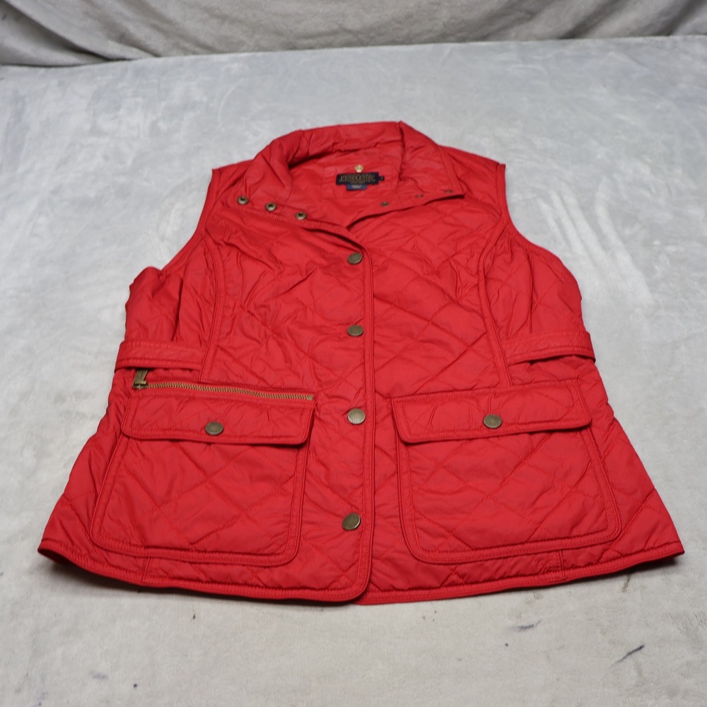 Pendleton Vest Womens Medium Red Insulated Quilted Light Snap Utility Outdoor